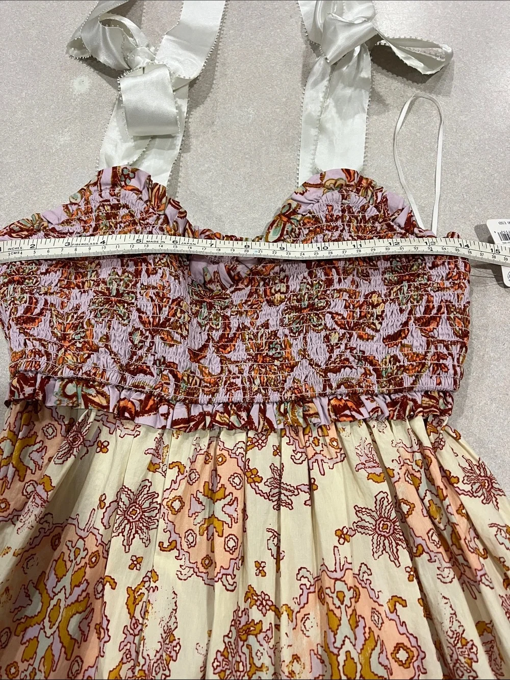 Free People Floral Tiered Maxi Dress with Tie Straps - Pink & Mint